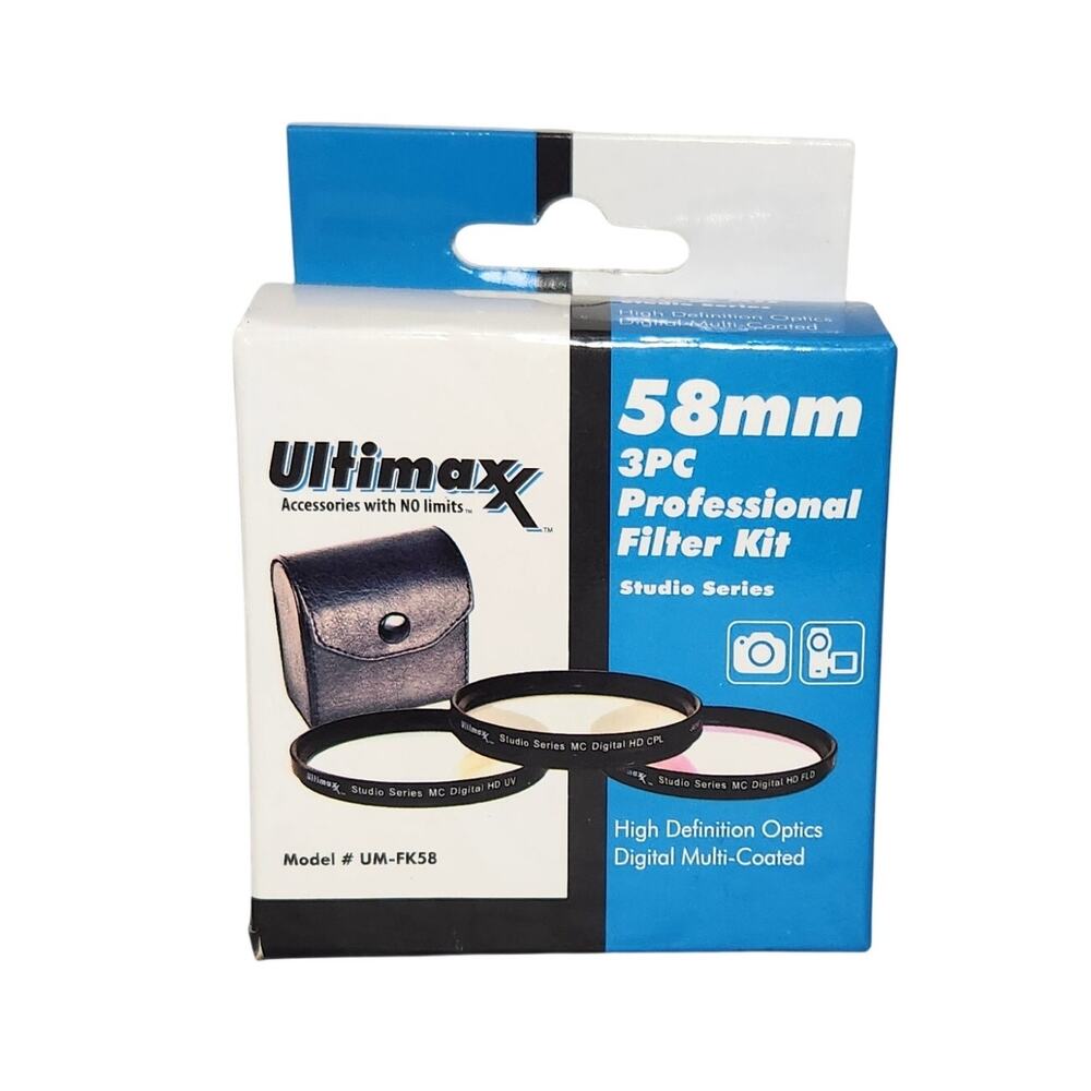 Ultimaxx 58MM 3PC HD Professional Filter Kit  Studio Series Open Box